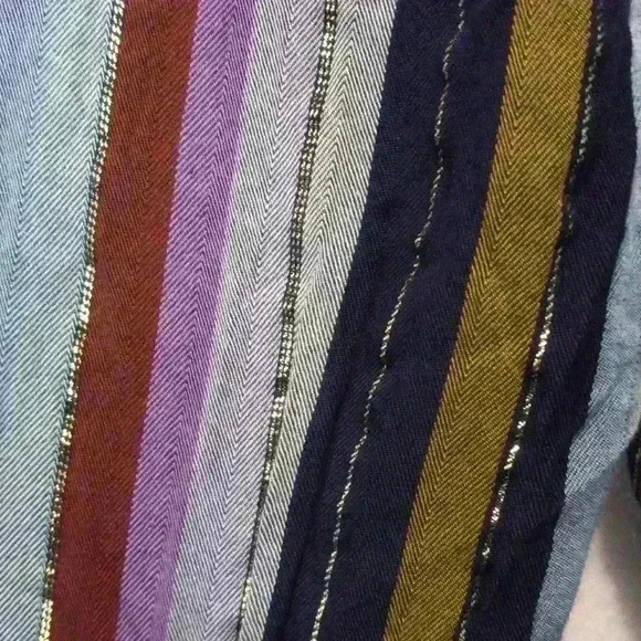 Womens L Officecore AN.A. wrap front striped metallic summer beachy Office Siren - Picture 3 of 9